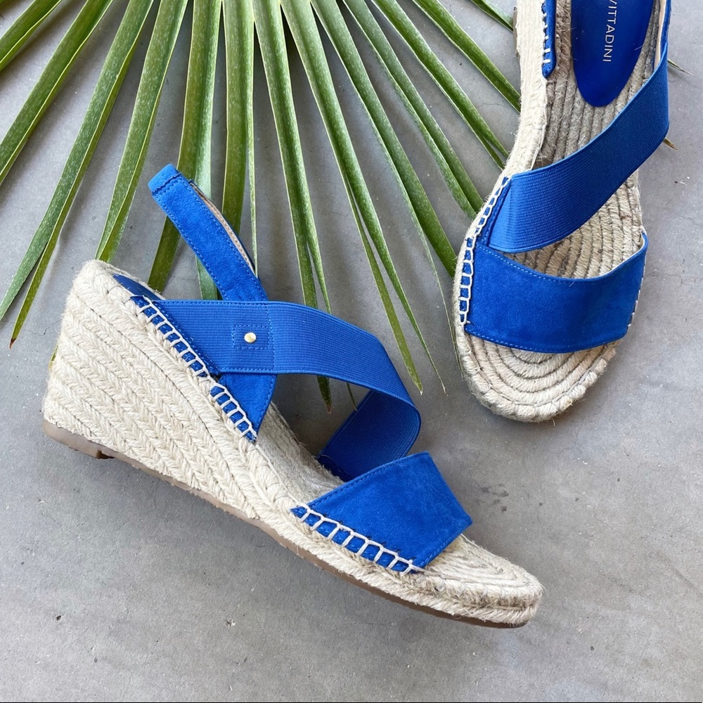 Adrienne Vittadini Royal Blue Espadrille Wedge Sandals